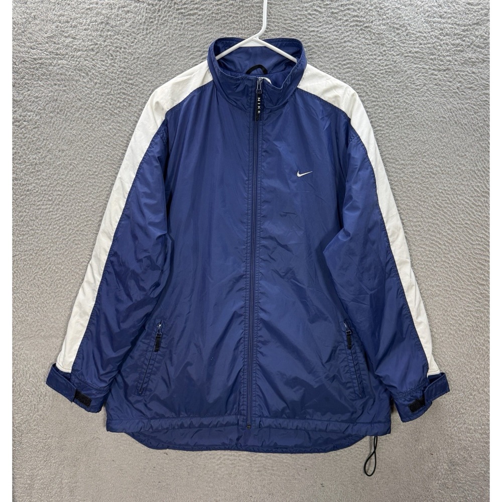 Vintage Nike Track Jacket Adult Large Blue Windbreaker Small Swoosh Lined Y2K